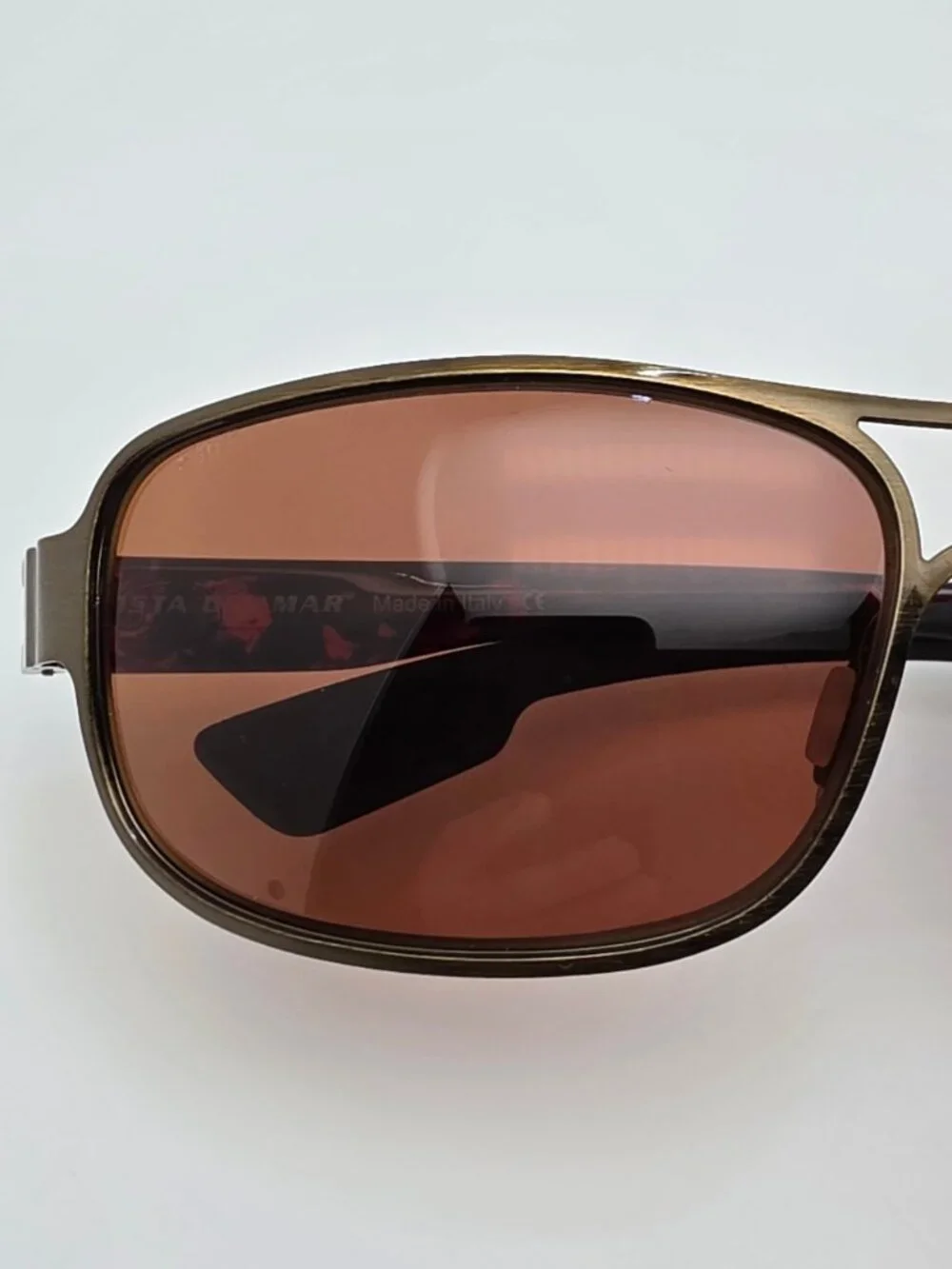 Costa Del Mar Grand Isle Antique Gold Frame 580P Polarized Amber Lens Sunglasses